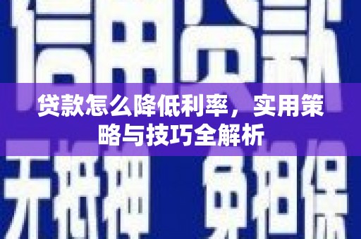 固始贷款怎么降低利率，实用策略与技巧全解析