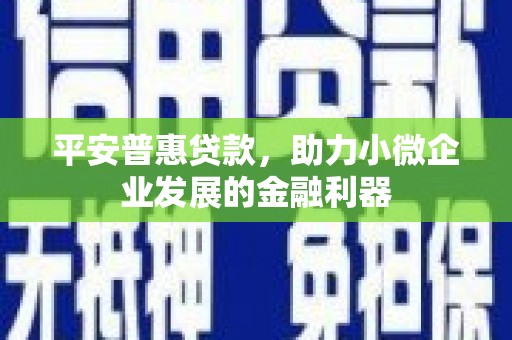 固始平安普惠贷款，助力小微企业发展的金融利器