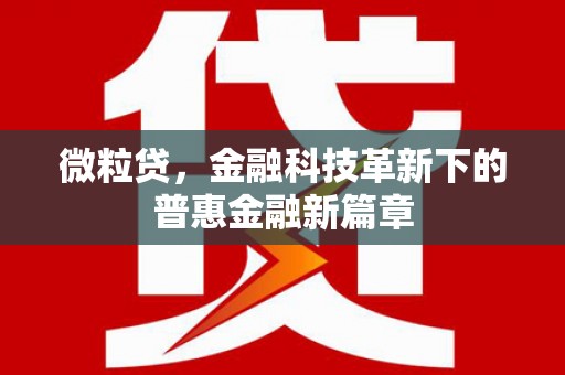 固始微粒贷，金融科技革新下的普惠金融新篇章