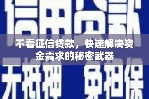 固始不看征信贷款，快速解决资金需求的秘密武器