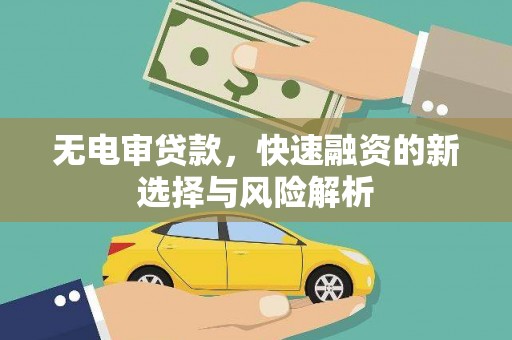 固始无电审贷款，快速融资的新选择与风险解析