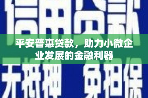 固始平安普惠贷款，助力小微企业发展的金融利器