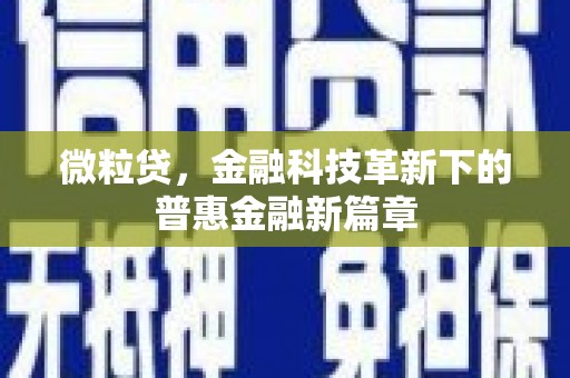 固始微粒贷，金融科技革新下的普惠金融新篇章