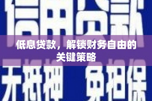 固始低息贷款，解锁财务自由的关键策略