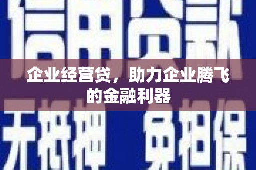 固始企业经营贷，助力企业腾飞的金融利器