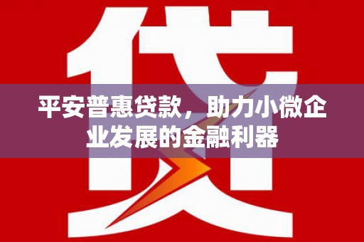 固始平安普惠贷款，助力小微企业发展的金融利器